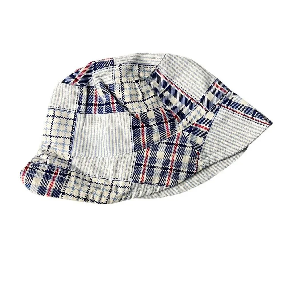 U.S. Polo Assn. 6-9m Patriotic Madras Plaid Romper & Hat